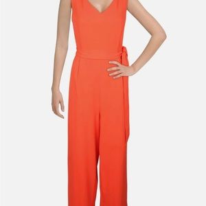 Calvin Klein belted tie waste v neck cropped jumpsuit